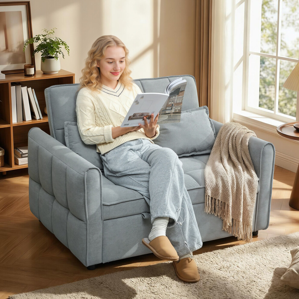Homcom 2 Seater Sofa Bed, 3-In-1 Sleeper Sofa With Adjustable Backrest