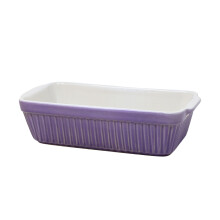 Baking Dish Purple Ceramic Roaster Handles Rectangular 22.5cm Oven Casserole