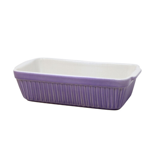 Baking Dish Purple Ceramic Roaster Handles Rectangular 22.5cm Oven Casserole