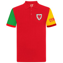 Wales Cymru FAW Official Gift Boys Contrast Sleeve Polo Shirt Red 4-5 Years