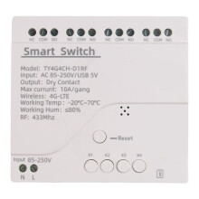Tuya 4G LTE Relä med RF 433Mhz GSM APP Trådlös Kontroll 4G 4CH Ta Bort Controller AC 85-250V