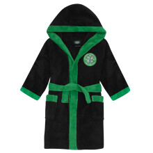 Celtic Official Football Boys Fleece Dressing Gown Robe Black 11-12 Years
