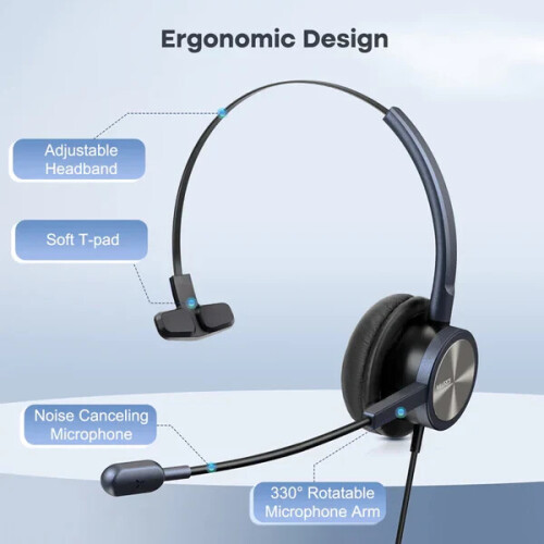MAIRDI 2.5/3.5mm Telephone Headset Noise Canceling Mic CallCenter Office Headset 2