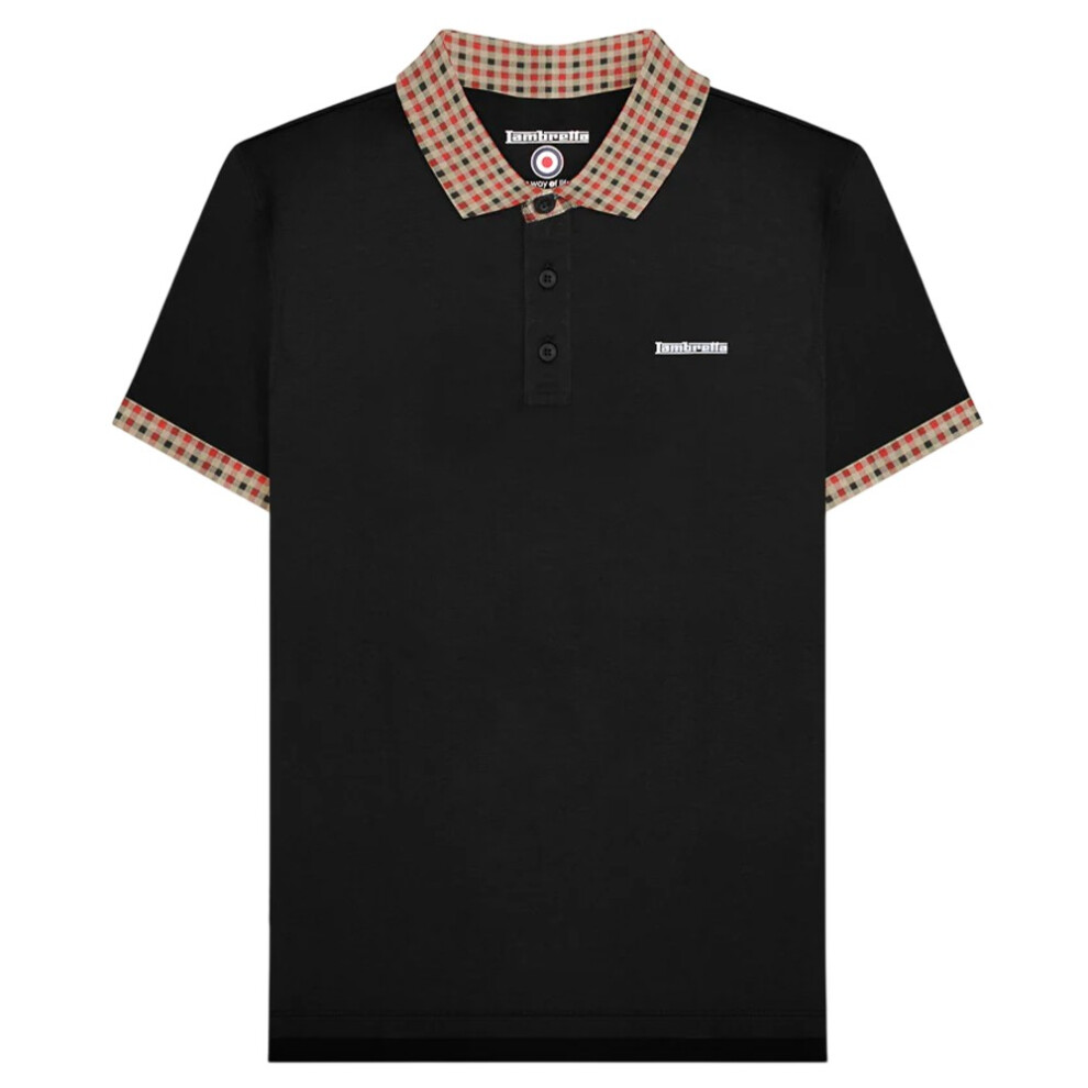 Lambretta (4Xl, Black) Mens Ss25 Gingham Polo Shirt
