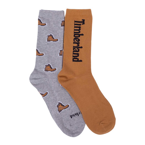 Timberland (S, Medium Grey) Timberland Mens Printed Boot Socks (Pack of 2)