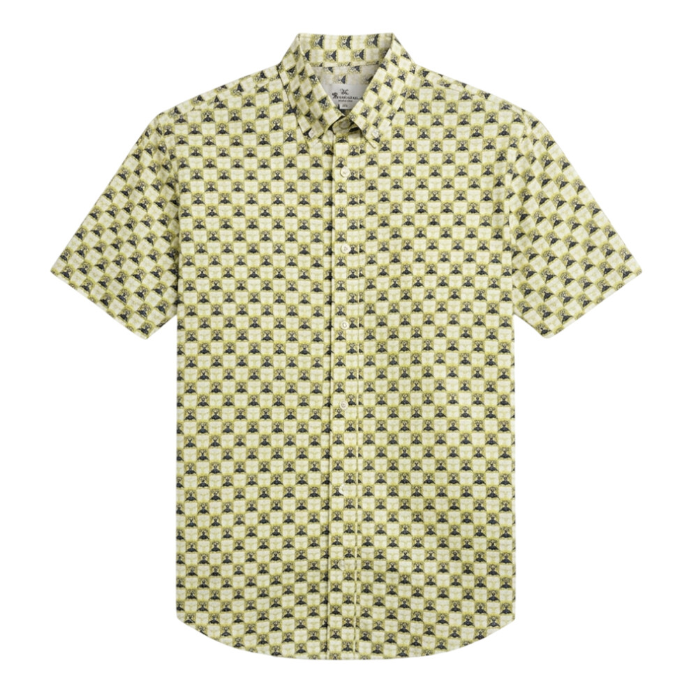 Ben Sherman (L, Sage) Mens Retro Geo Print Shirt