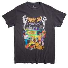 (XL, Charcoal) Scooby Doo Unisex Adult Where Are You Vintage Wash T-Shirt