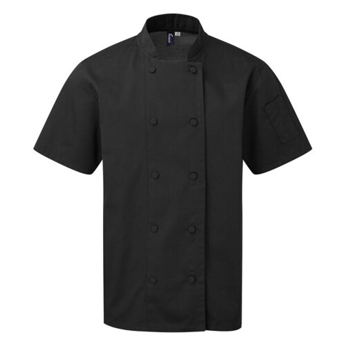 Premier (4XL, Black) Premier Mens Coolchecker Short-Sleeved Chef Jacket
