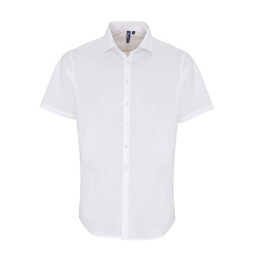 Premier (Xxl, White) Mens Poplin Stretch Short-Sleeved Shirt