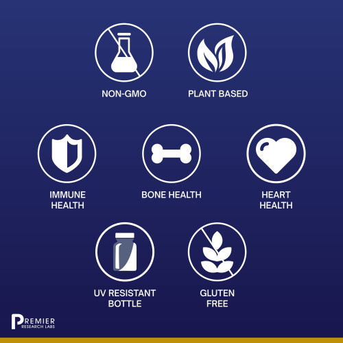 Premier Research Labs Premier Research Labs Vitamin D3 + K2 Supplements 30 Plant Source Caps 1