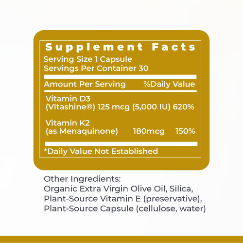 Premier Research Labs Premier Research Labs Vitamin D3 + K2 Supplements 30 Plant Source Caps 2
