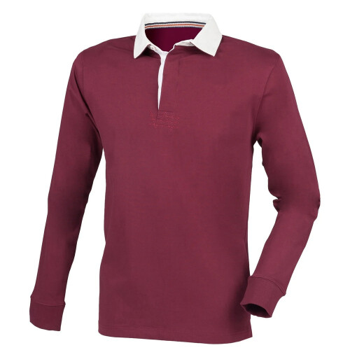 (S, Deep Burgundy) Front Row Mens Premium Rugby Shirt