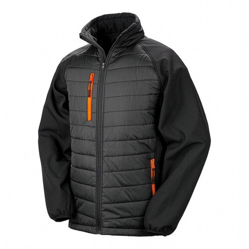 Result (4XL, Black/Orange) Result Mens Black Compass Padded Soft Shell Jacket