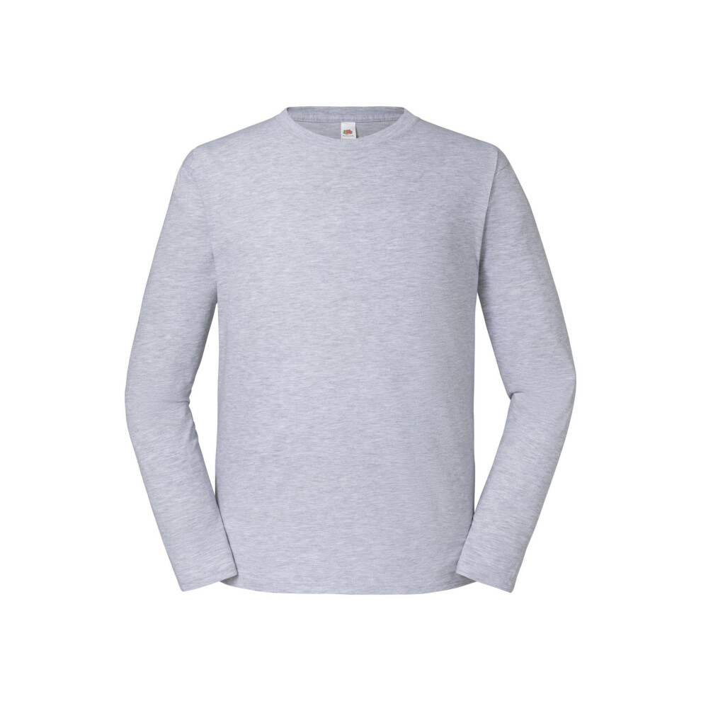 Fruit of the Loom Mens Iconic 195 Premium Long-Sleeved T-Shirt (Heather Grey) - Size 3XL - Image 2