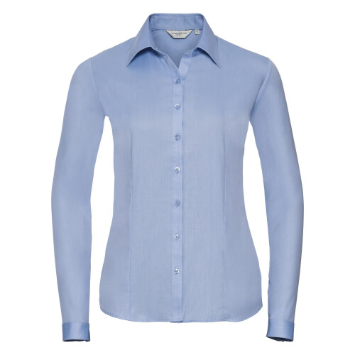 Russell (M, Light Blue) Russell Ladies/Womens Herringbone Long Sleeve Work Shirt