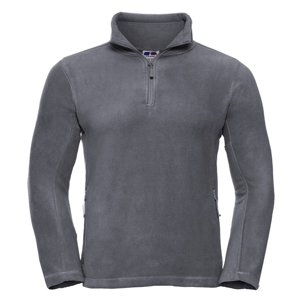 Russell (S, Convoy Grey) Mens Quarter Zip Fleece Top