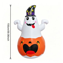 (150CM) 1 Piece 150cm Huge Halloween Pumpkin Ghost Inflatable Decoration With Hat, Suitable For Halloween Outdoor Patio Lawn Porch Party,