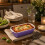 Baking Dish Purple Ceramic Roaster Handles Rectangular 22.5cm Oven Casserole 4Pc 6