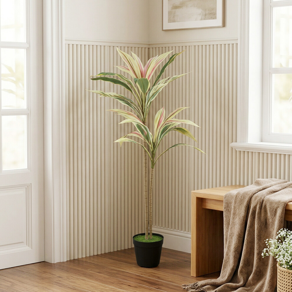 HOMCOM Artificial Cordyline Tree, 90 cm, 29 Leaves, Yellow, Outdoor | Fake Cordyline Tree, Realistic PEVA Faux Plant, Moss Effect Pot, Home Indoor Decor - Image 5