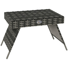 Foldable Outdoor Side Table, Steel Frame, for Patio, Balcony, 60 x 41 x 41 cm, Mixed Grey