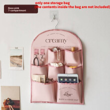 (Rose Pink 7Grid) Bedside Hanging Door Wall Storage Bag With Letter Printing Closet Bedroom For