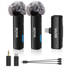 Micrófono de solapa inalámbrico - RNCYN - Doble solapa - Entradas USB-C - Negro - Para smartphone - Estudio doméstico