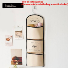 (White 3Grid) Bedside Hanging Door Wall Storage Bag With Letter Printing Closet Bedroom For