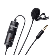 Micrófono de solapa - RNCYN - BY-M1 - Cable de 6 m - Conector TRRS de 3,5 mm - Condensador electret - De clip - Negro - Para smartphones