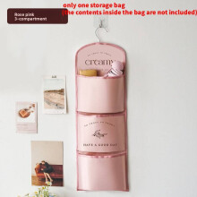 (Rose Pink 3Grid) Bedside Hanging Door Wall Storage Bag With Letter Printing Closet Bedroom For