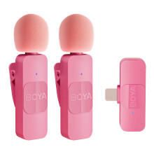 Micrófono de solapa inalámbrico - RNCYN - BY-V-P - Tipo C - Micrófono dinámico - Rosa - Para smartphones - Micrófono de mano