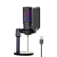 Micrófono de condensador para juegos RNCYN U850 - RGB - Trípode incluido - Micrófono USB - Reducción de ruido - Portátil