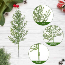 120 Pcs Artificial Cedar Sprigs Faux Cedar Spray Branches Cedar Cypress Stems Pine Picks Plastic Greenery Christmas DIY
