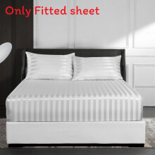 (White, 99x190cm) Sheet Bed Bedroom Charcoal Stripe Sheet 40cm Extra Deep Fitted Color Bedsheet Solid