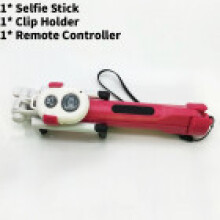 (Rose Red) Tripod Extendable Bluetooth Remote Shutter Selfie Stick For Holder Mobile Phone