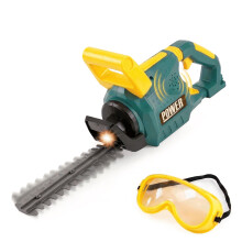 The Magic Toy Shop Battery Powered Kids Chainsaw Hedge Trimmer Toy with Goggles Lights Garden Tool