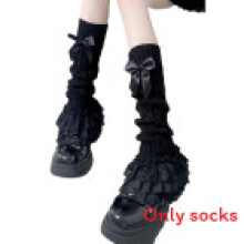(Black) Cotton Lolita Leg Covers With Sweatwicking Technology For Girls Women And Young
