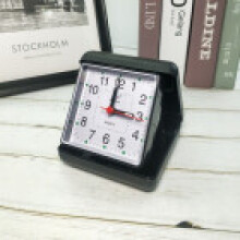 (Black) Pvc Material Creative Table Clock With Alarm For Office Desk Room Study And