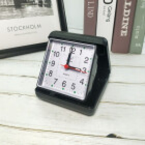 (Black) Pvc Material Creative Table Clock With Alarm For Office Desk Room Study And