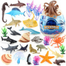 Penguins Dolphins Sharke Children Marine Animal Figures Set Decor Model Toys