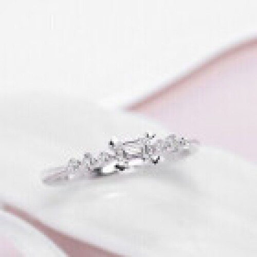 (9) Silver Plated Natural Gemstones Square White Sapphire Wedding Ring Birthstone