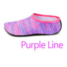 (Purple Line,3XS(22-25)Foot Length=14-15cm)Quick Dry Aqua Socks Water Shoes Beach Surfing Swim Non Slip Wetsuit Adult Kids