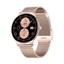 Dames smartwatch - RNCYN - AMOLED - V89 - 1,43 inch rond scherm - 466x466 HD - Goudkleurig staal