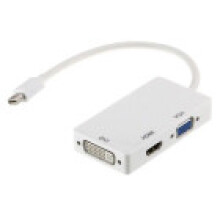 (White)Thunder Bolt Mini Dp To Vga Hdmi Dvi 3in1 Adapter Converter Cable Port Display
