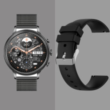 Montre intelligente - RNCYN - Écran 1.39 pouces - Noir - Sangle silicone - Verre trempé - Capteur G
