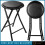 BLACK FOLDING STOOL SOFT PADDED CUSHIONED SEAT FOLDING FREESTANDING METAL FRAME 1