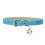 PU leather pet collar - Phoesky - Satin bell - Solid pattern - Blue lake - 1.0cm x 30cm 1