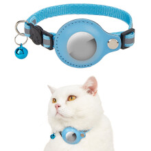 Collier pour chat - Phoesky - Localisateur anti-perte - Coloré - Nylon - 33x1 cm - Pour chat et chiot - Bleu