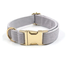 Collier de chien en velours côtelé - Phoesky - Personnalisé - Motif rayé - Gravé au laser - Respirant - Boucle en métal