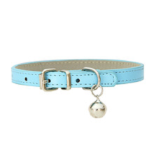 Collier en cuir PU pour animaux - Phoesky - Cloche en satin - Bleu ciel - 1.0cm x 30cm - Circonférence du cou 20-28cm