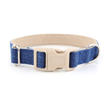 Collier pour animaux respirant - Phoesky - Réglable - Boucle en métal - Écologique - Lin doux - Bleu foncé - S